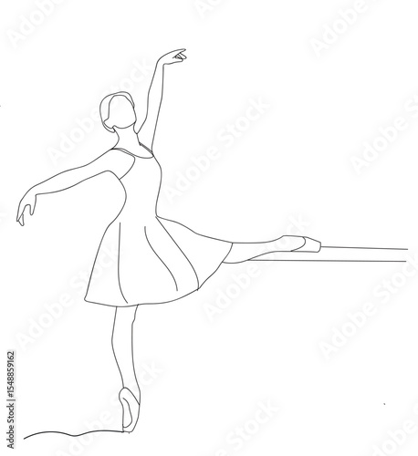continuous line of woman ballet dancer.