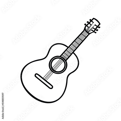 Acoustic Guitar Musical Instrument Line Art Doodle