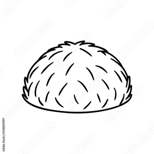 Hay Bale or Bush Line Art Vector Doodle