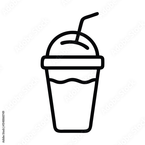 Line art drawing of a drink in a cup with straw | Premium Vector
