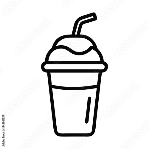 Line art drawing of a drink in a cup with straw | Premium Vector
