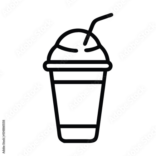 Line art drawing of a drink in a cup with straw | Premium Vector
