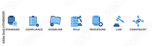 Regulation banner web icon vector illustration concept with icon of standard, compliance, guideline, rule, procedure, law and constraint