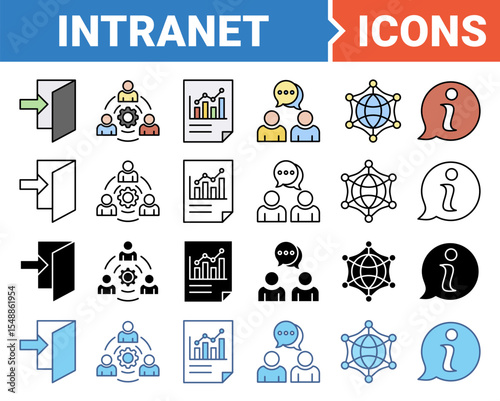 Intranet banner icon set with multiple style collection.