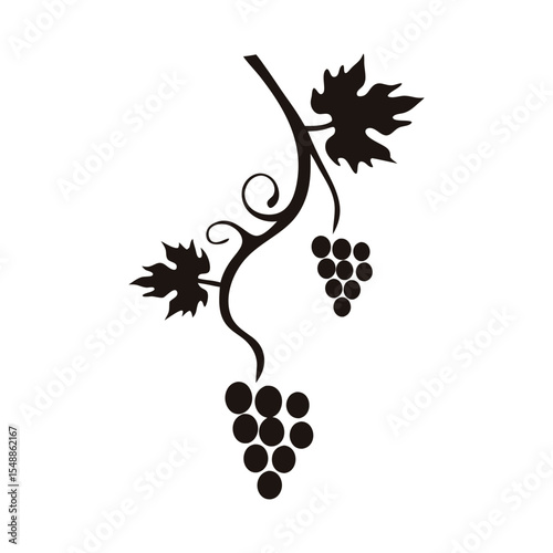 Simple grapes vine icon in vector format with smooth outline and cluster element, great for modern wine branding, eco labels, farm markets, and packaging


