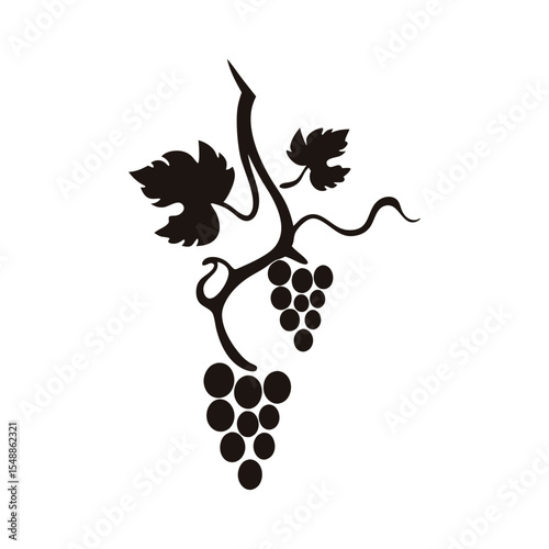 Organic grapes vine icon in vector line style, perfect for natural wine branding, eco product packaging, vineyard promotions, and health food illustrations

