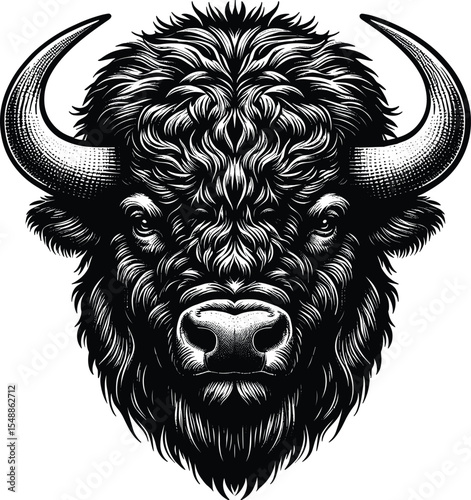 Bison vector black silhouette print design