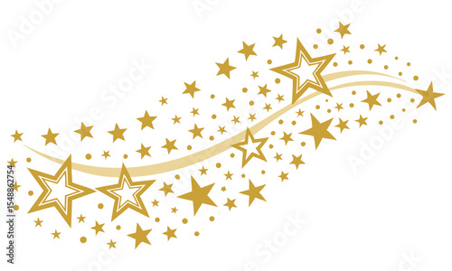 Golden stars swirling design element for celebration