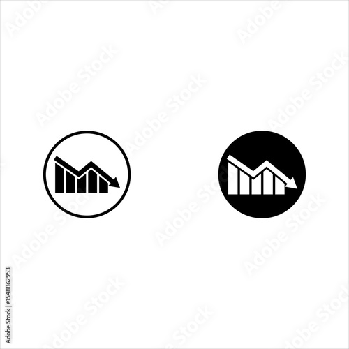 Stock icon set arrow pointing down on white background. Decline, bankruptcy, financial market crash icon for your website, logo, app, UI design. Chart downtrend symbol. Chart sign pointing down.
