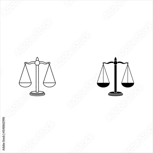 Justice scale icon set. White background. Grading pictogram scale Vector illustration.