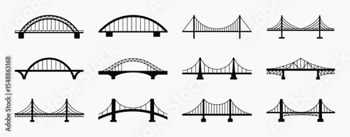 Variety of Bridge Types Silhouettes