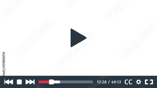 Video Player interface template. Screen frame. Film playback Mockup ui. Media device. White theme.