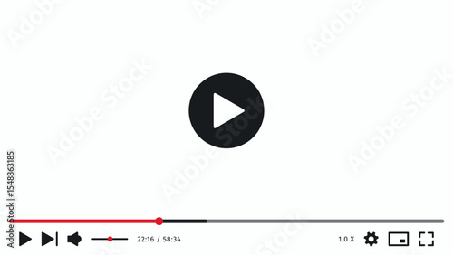 Multimedia player screen template. Display frame. Mockup video playback window. Online broadcasting. Social media concept. Media ui interface in white theme.