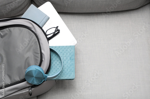 Backpack with headphones, l...