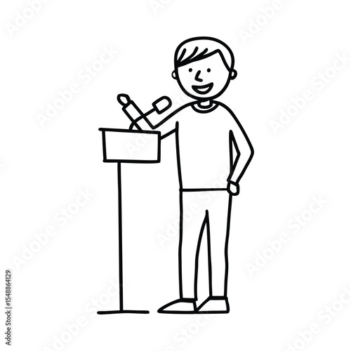 Man Speaking at Podium Doodle