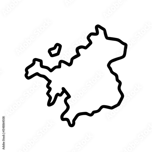 Outline of an abstract map of Europe in black line art style  