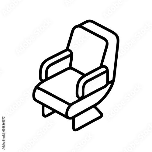 Line art drawing of a modern armchair with armrests  