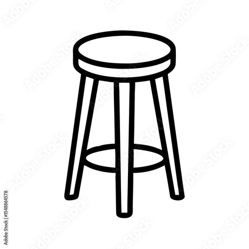 Simple wooden stool in minimalist design with four legs  