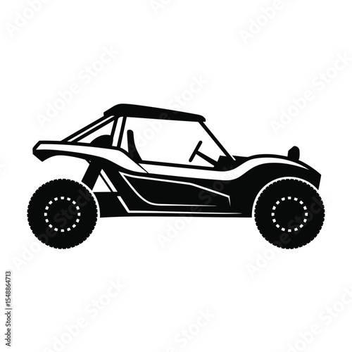 Black and White Side Profile of a Dune Buggy