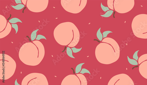 Cute peach fruits pattern background vector design