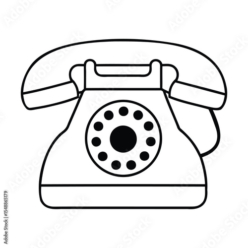 Classic Rotary Phone Outline Doodle