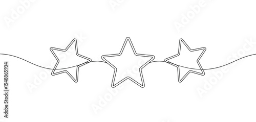 Three Stars in One Continuous Line Drawing