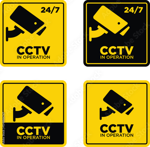 CCTV in operation sign, four variations
