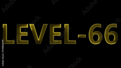 next 66 Level text animation. level neon bright text font colorful 4k video animation. Neon level up sign and upper Level