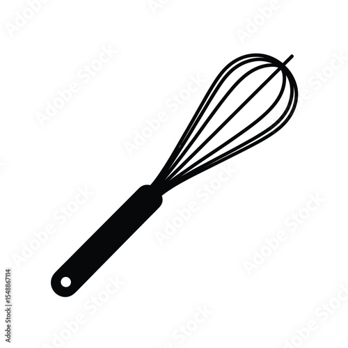Black and White Silhouette of a Wire Whisk for Cooking and Baking