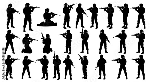 Soldier Silhouette Collection: Armed Forces Clip Art for Graphic Design Projects