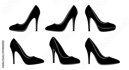 Variety of Women's High Heels Silhouette Vector Collection Simple Modern and Elegant