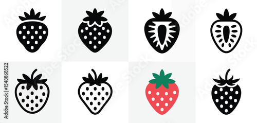 Various Strawberry Icon Illustrations