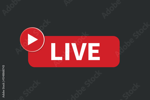vector live stream red button design

