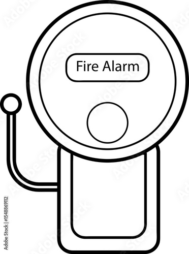Vintage Manual Fire Alarm System Line Art Illustration
