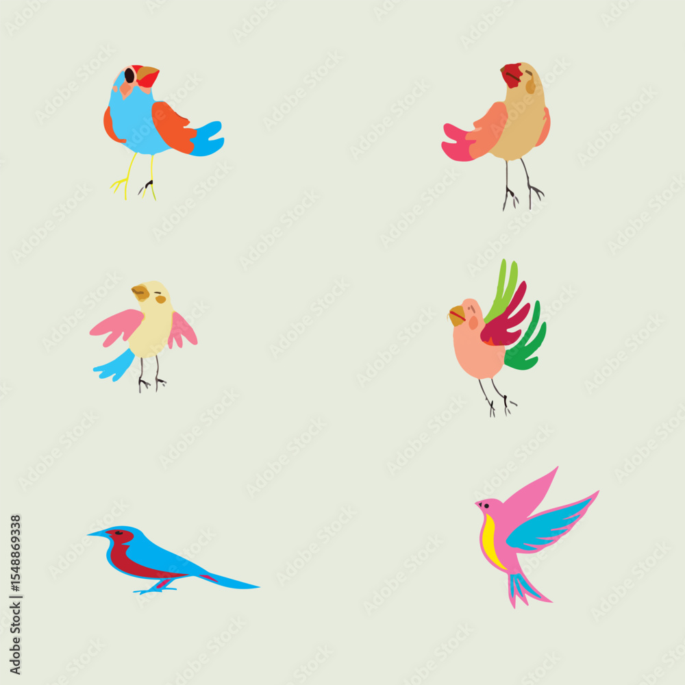 Obraz premium Colorful Birds Vector Set