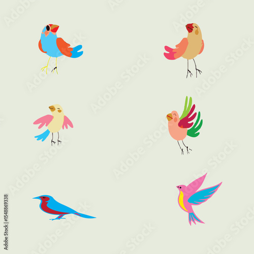  Colorful Birds Vector Set