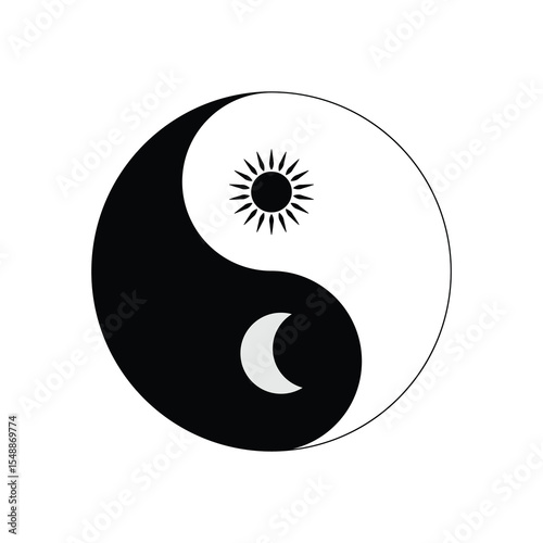 Classic Yin Yang icon symbol of balance and harmony. Vector set of black and white yin and yang symbols. Vector illustration
