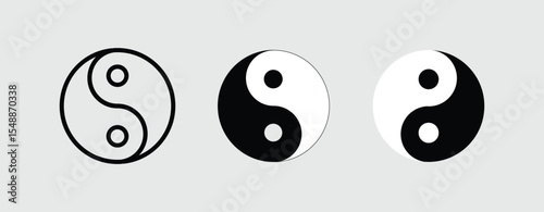 Yin Yang icon set. Celestial Yin Yang Icon Symbol. Yin-Yang set of flat simple vector icons.

