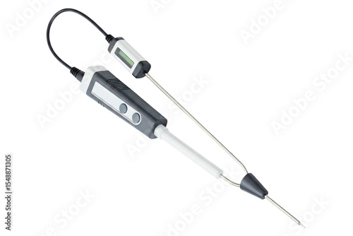 Digital meat thermometer with a sharp probe for accurate readings isolated on a transparent background