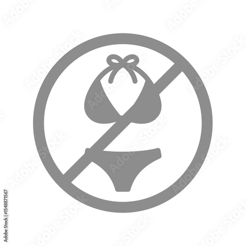 No swimming or bathing suit vector sign. Swim suits, bikini and swimwear not allowed icon.