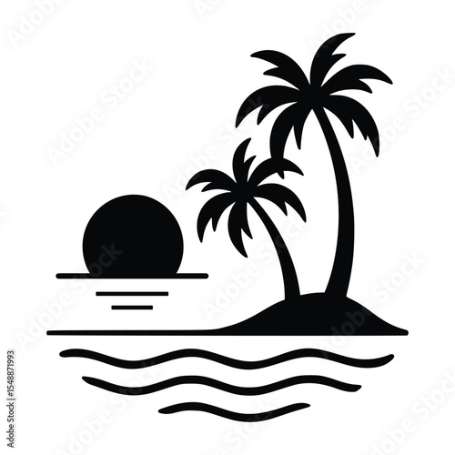 tropical island with palm trees