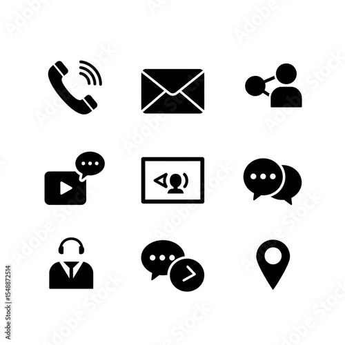 web icon, contact us icon, blog and social media round signs