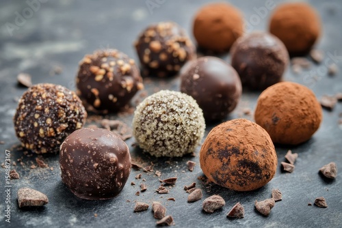 Assorted Truffle Delights: A Collection of Decadent Chocolate Treats and Sugared Almonds