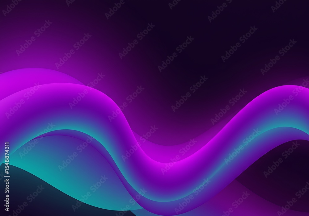 Naklejka premium Abstract purple and teal gradient waves create a modern, dynamic, and fluid background design. 