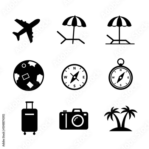 Travel icon black. Vocation icon set. illustration Design.
