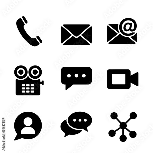 web icon, contact us icon, blog and social media round signs