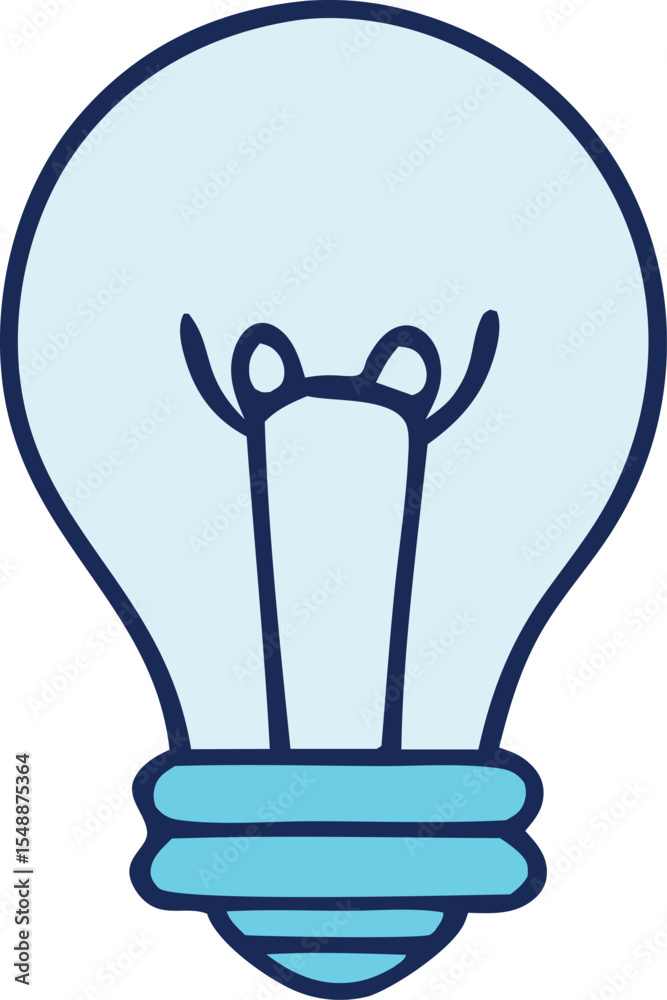 Obraz premium Stylized Lightbulb Illustration in Light Blue and Dark Blue Representing Ideas Innovation and Solutions Isolated on White Background for Creative Projects and Conceptual Designs