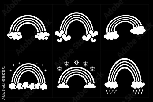 SYMBOL ICON SET BLACK RAINBOW VECTOR ABSTRACT