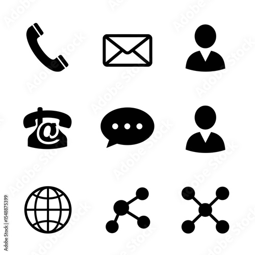 web icon, contact us icon, blog and social media round signs