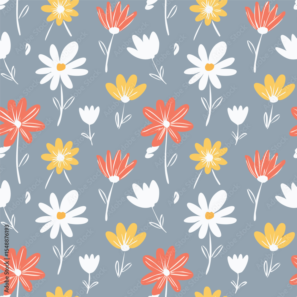 Obraz premium Pattern Flowers Hand Draw Vector